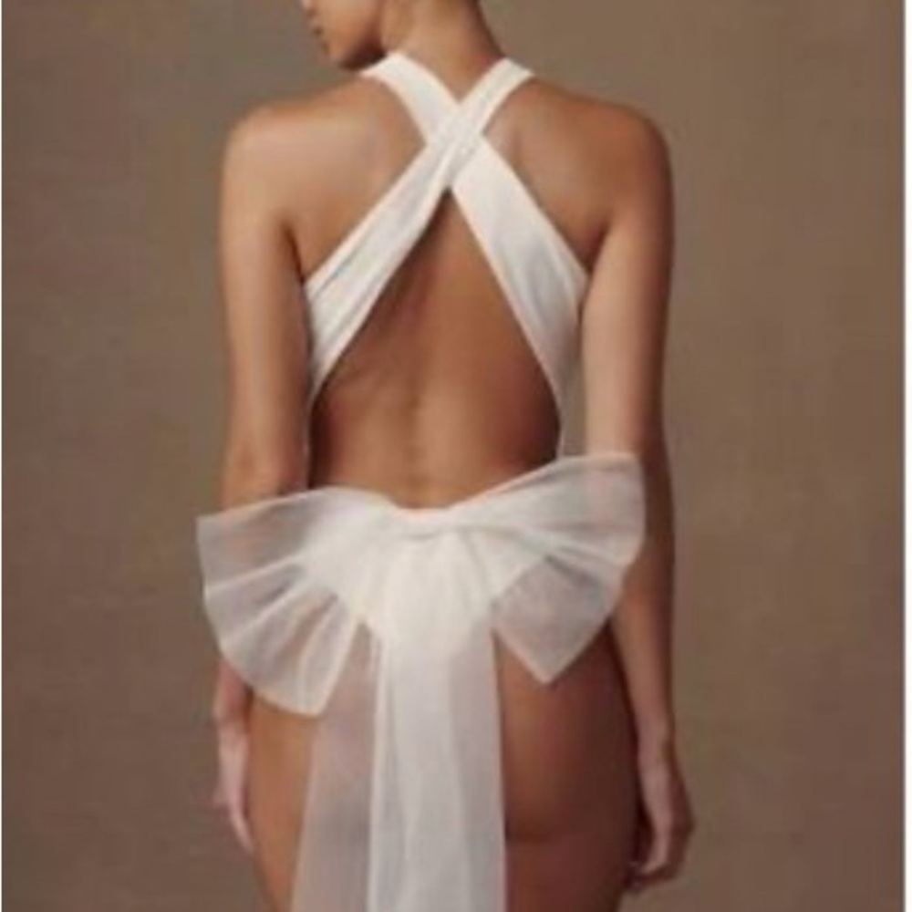 Meshki White Halter Babydoll One Piece